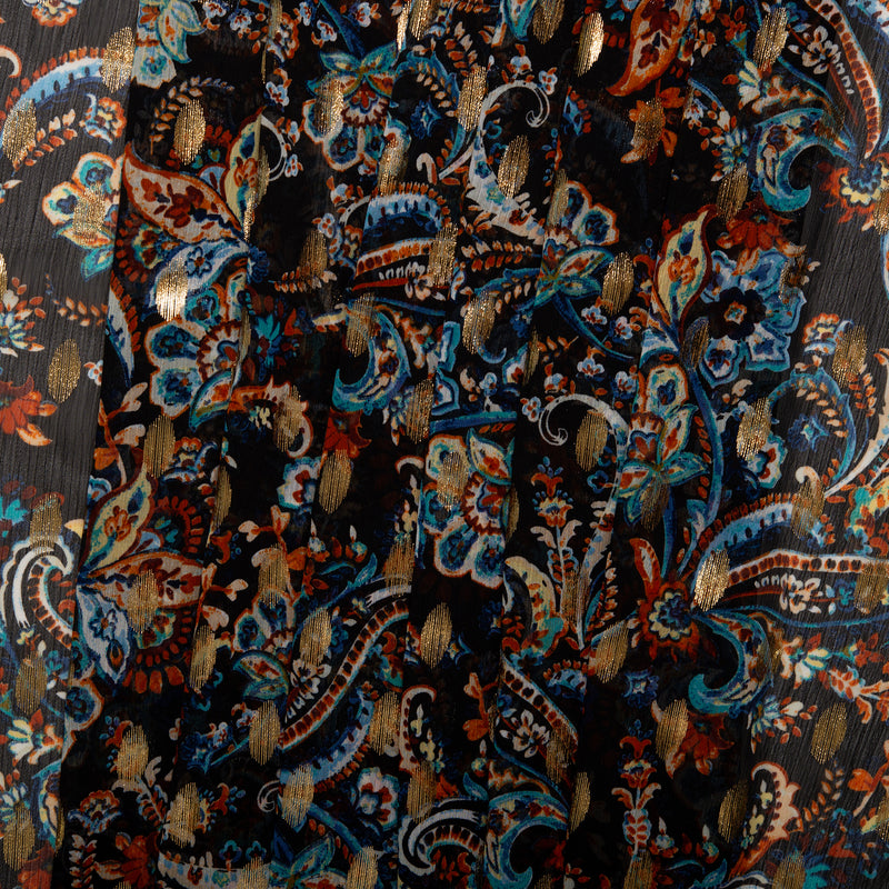 Printed polyester - OLIVIA - Paisley - Black