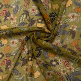 Printed polyester - OLIVIA - Leafs - Olive