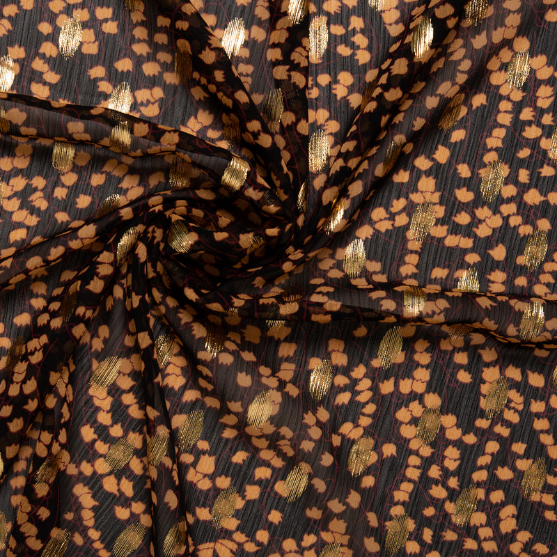 Printed polyester - OLIVIA - Tulips - Brown