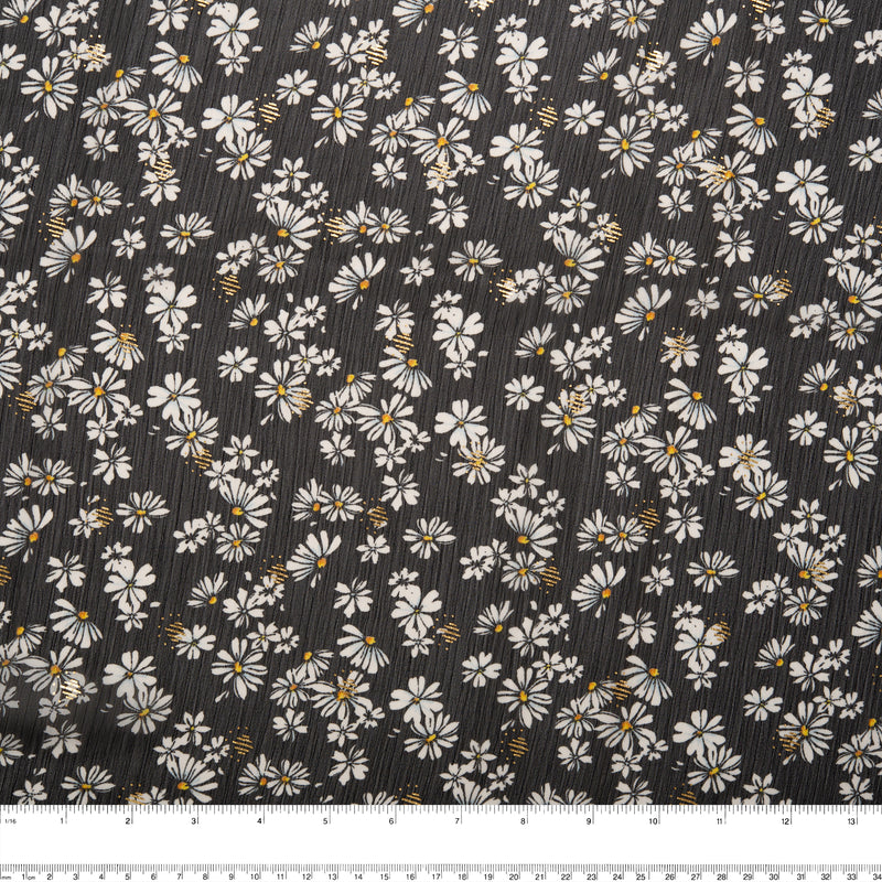 Printed polyester - OLIVIA - Daisy - Grey