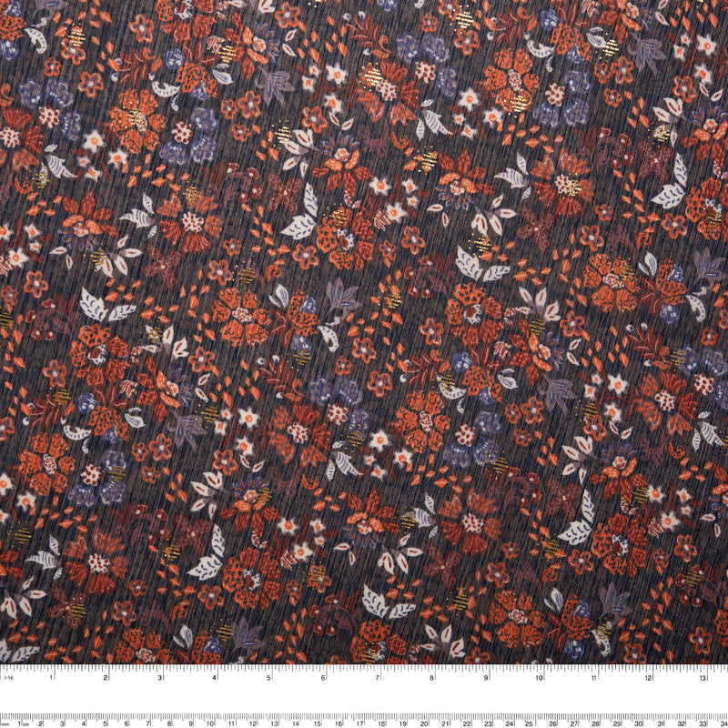 Printed polyester - OLIVIA - Florals - Orange