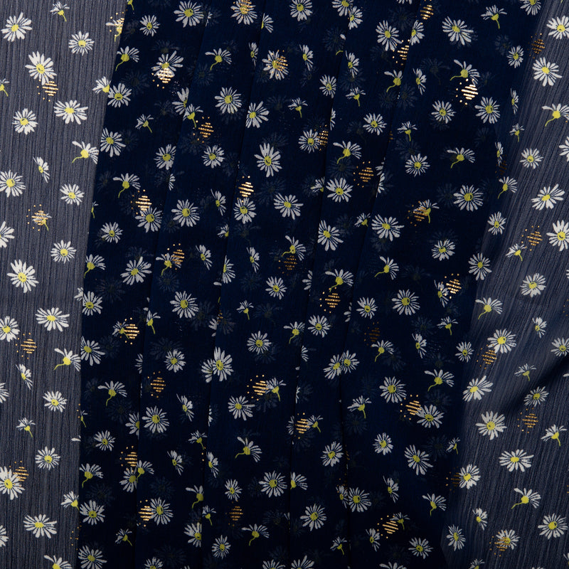 Printed polyester - OLIVIA - Daisy small - Navy