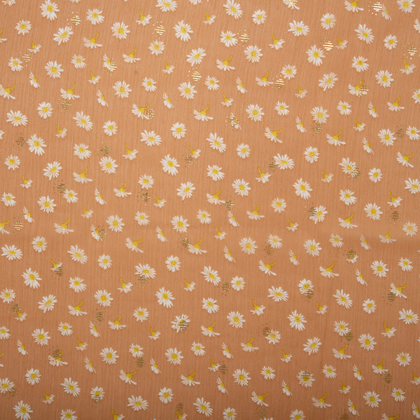 Printed polyester - OLIVIA - Daisy small - Dark orange