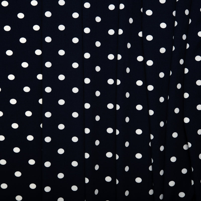 Printed Polyester Crepe - FOLKLORE - Dots - Navy