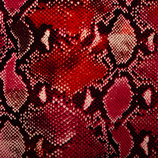 Crêpe polyester imprimé - FOLKLORE - Serpants - Rouge
