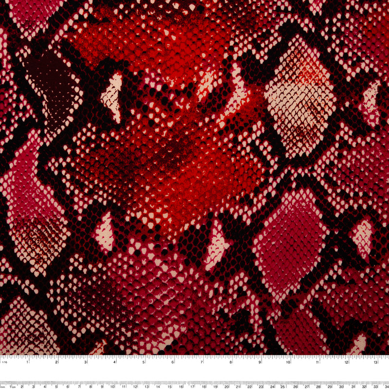 Crêpe polyester imprimé - FOLKLORE - Serpants - Rouge