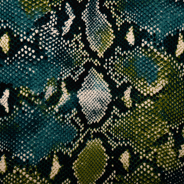 Printed Polyester Crepe - FOLKLORE - Snakes - Spruce