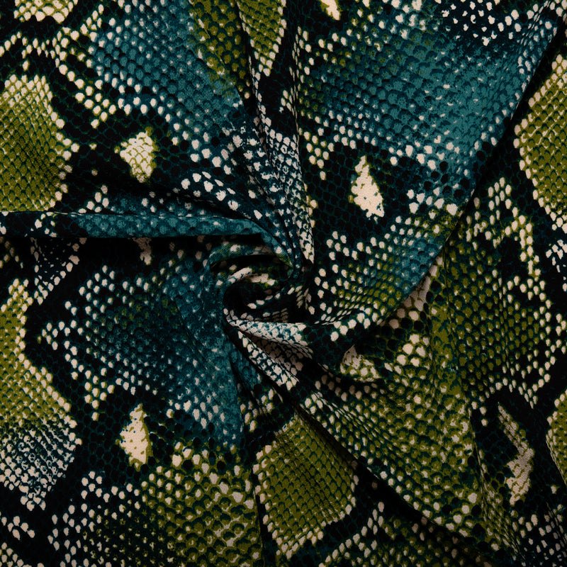 Printed Polyester Crepe - FOLKLORE - Snakes - Spruce