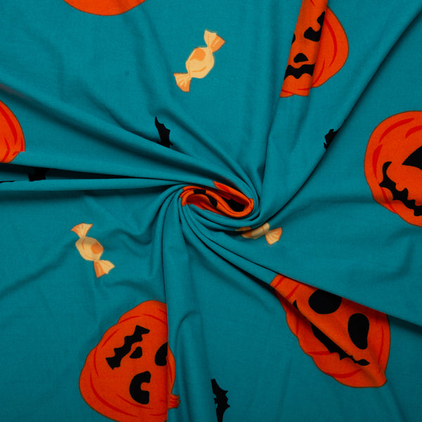 Printed Soft Knit - JAMAS - Pumpkin - Oriental blue
