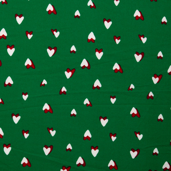 Printed Soft Knit - JAMAS - Hearts - Kelly green