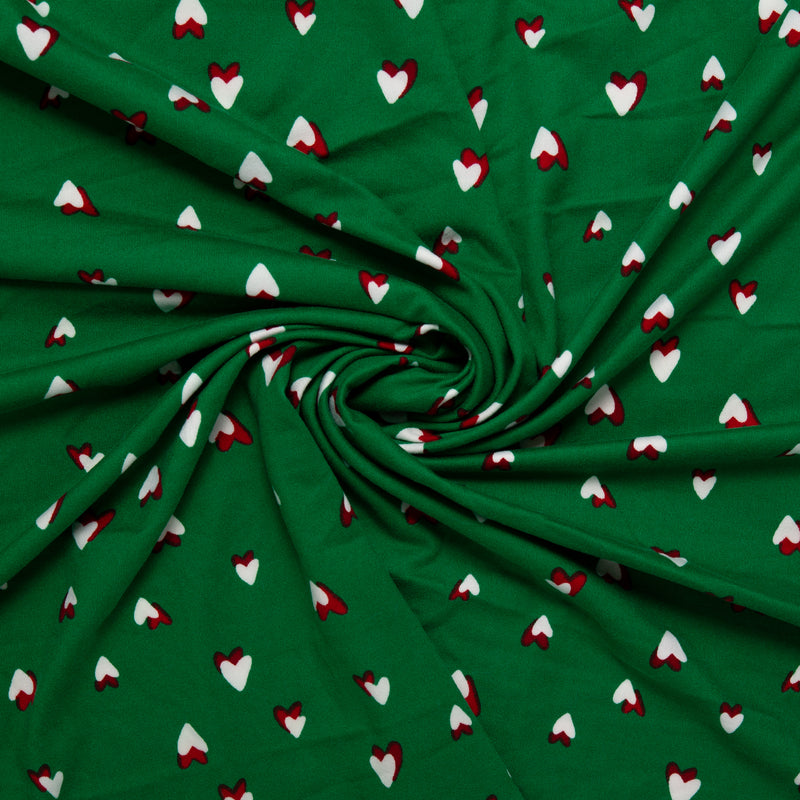 Printed Soft Knit - JAMAS - Hearts - Kelly green