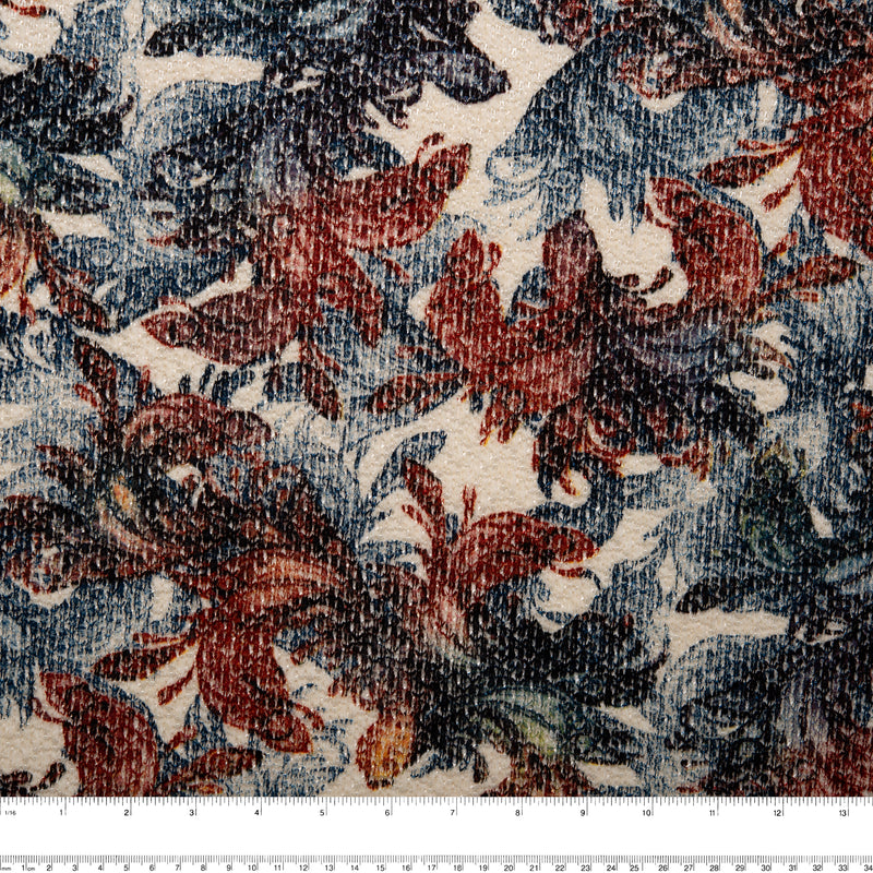 Knit - CHENILLE & BOUCLE - Florals - Off white / Blue