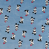 Tricot de velours extensible imprimé - «COMFY» - Pandas - Bleu