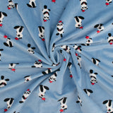 Printed Stretch Velvet Knit - COMFY - Pandas - Blue