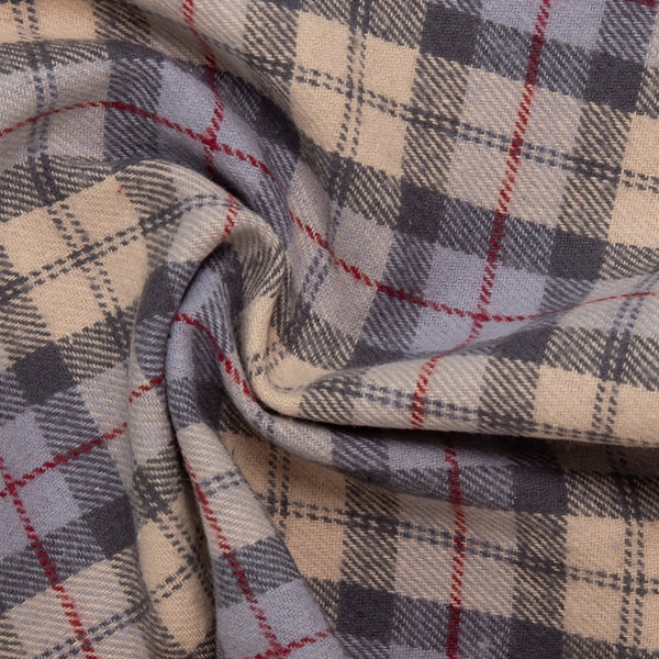 Cotton Brushed Plaid - CONNOR - Grey / Eggshell
