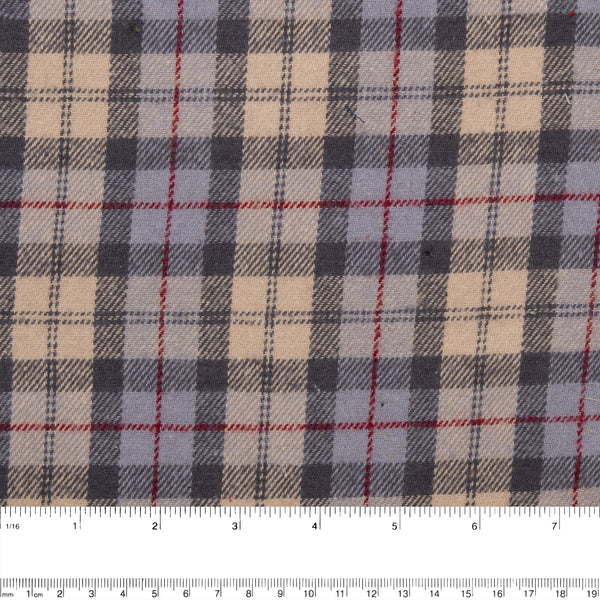 Cotton Brushed Plaid - CONNOR - Grey / Eggshell