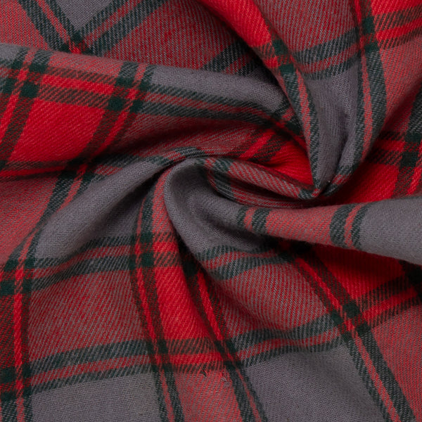 Cotton Brushed Plaid - CONNOR - Flint / Red