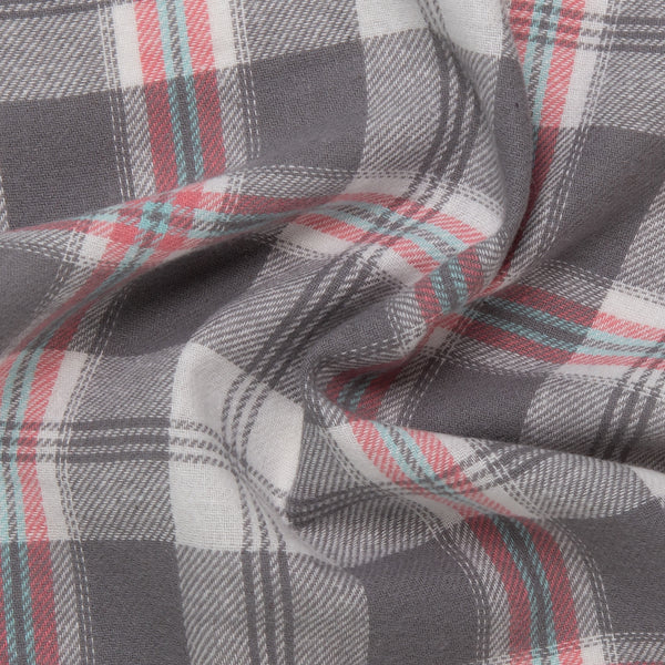 Cotton Brushed Plaid - CONNOR - Grey / Pink