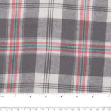 Tartan en coton brossé - CONNOR - Grix / Rose