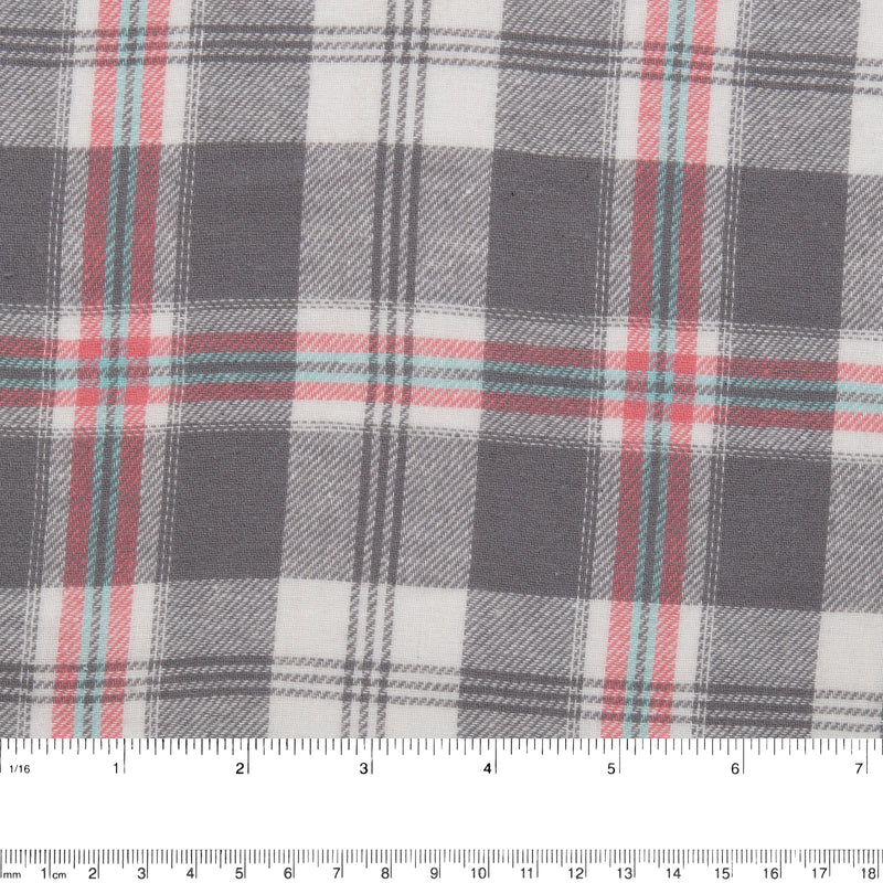 Cotton Brushed Plaid - CONNOR - Grey / Pink