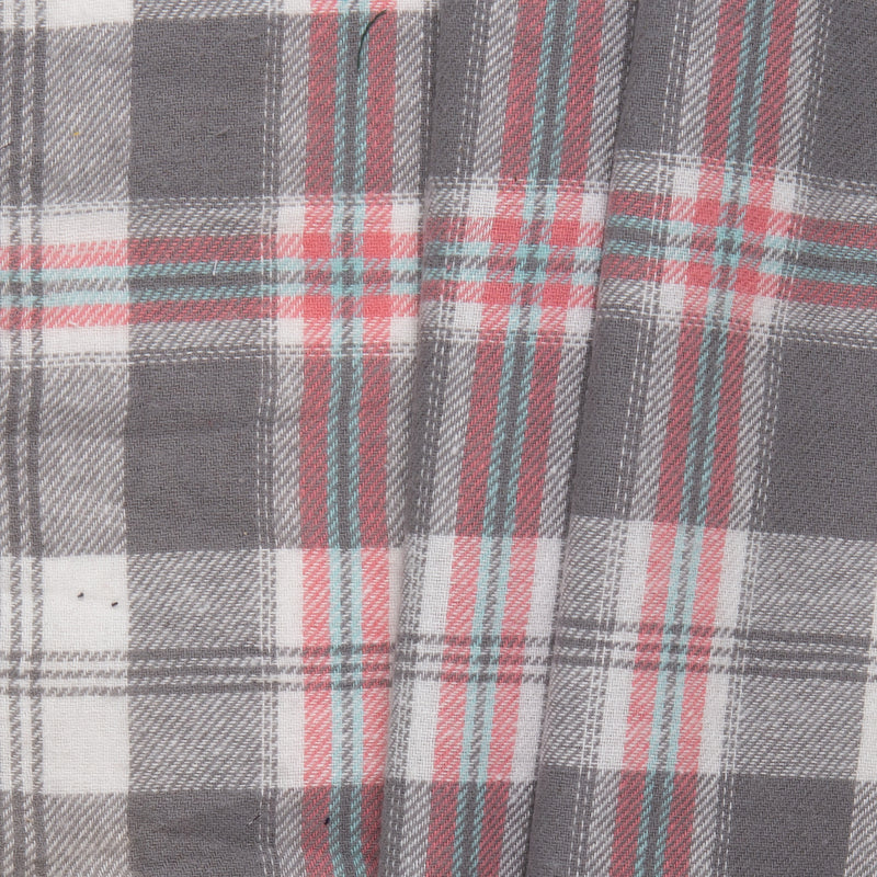 Cotton Brushed Plaid - CONNOR - Grey / Pink