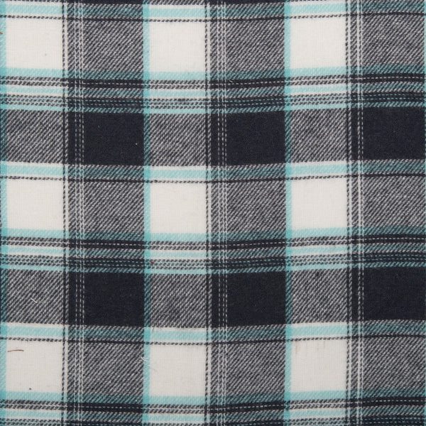 Cotton Brushed Plaid - CONNOR - White / Aqua