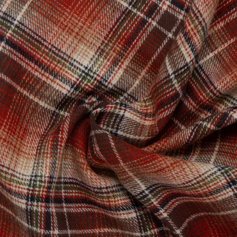 Tartan en coton brossé - CONNOR - Brun cuir