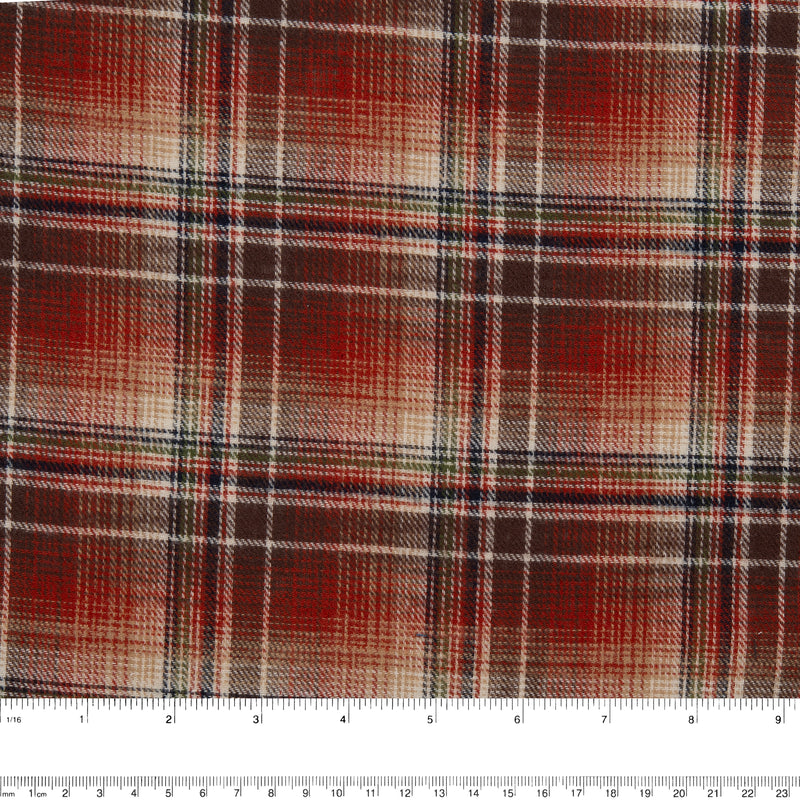 Tartan en coton brossé - CONNOR - Brun cuir