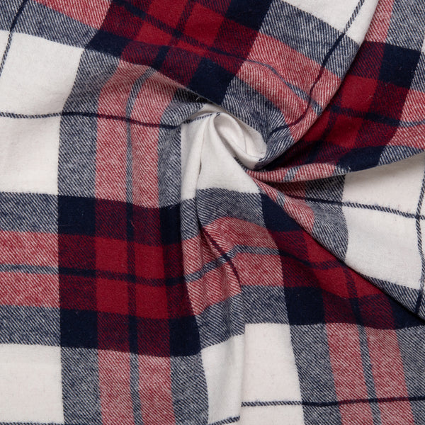 Cotton Brushed Plaid - CONNOR - Dark red / White