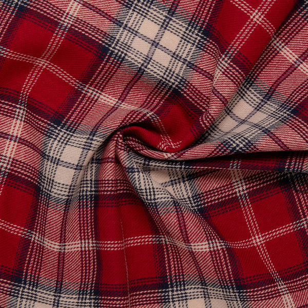Cotton Brushed Plaid - CONNOR - Red / Eggshell