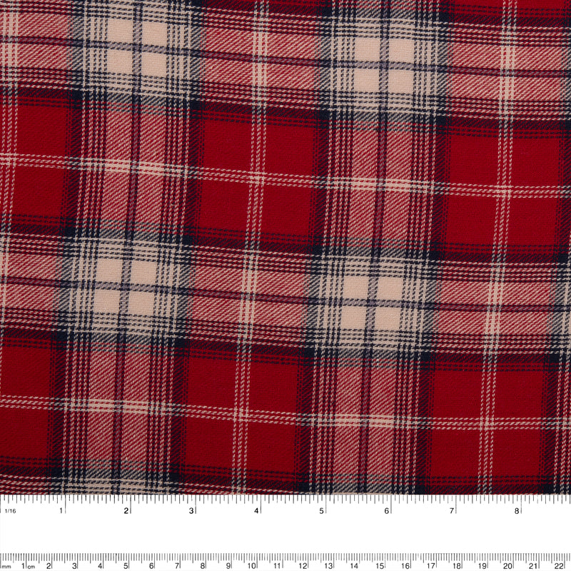 Tartan en coton brossé - CONNOR - Rouge / Coquille d&#039;Šuf