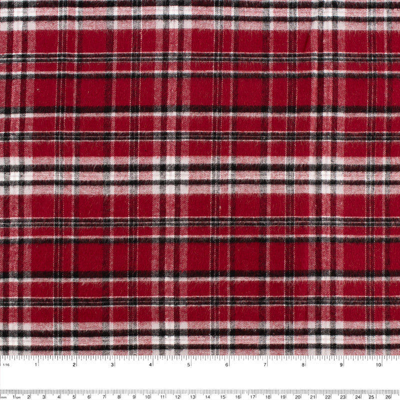 Tartan en coton brossé - CONNOR - Canneberge