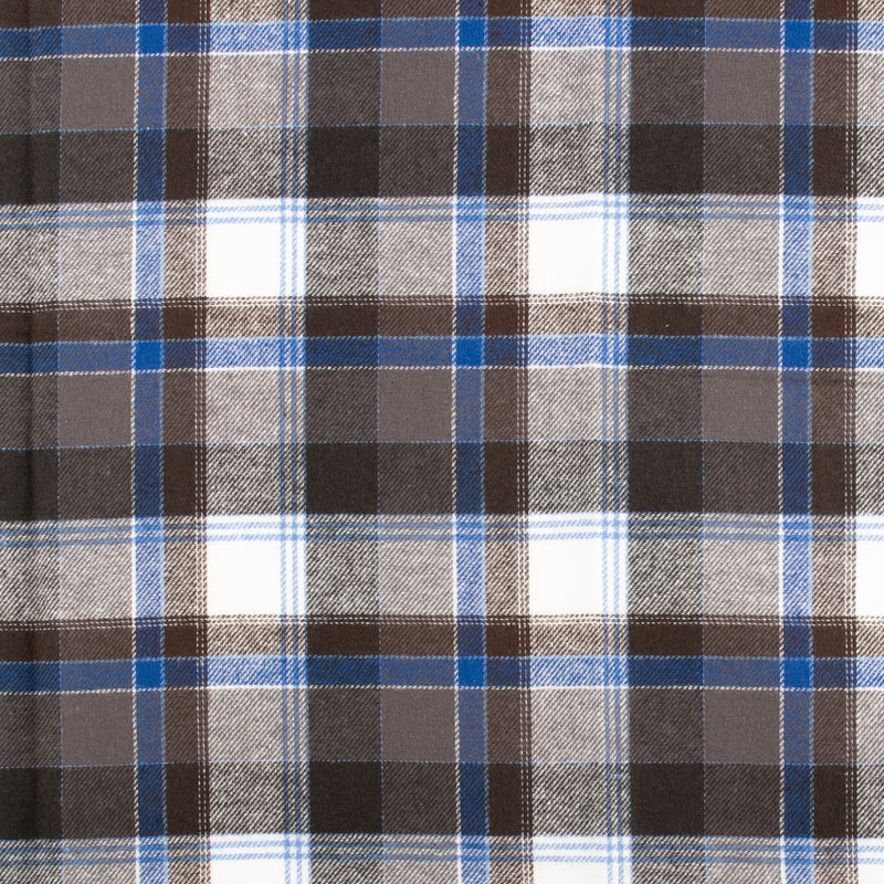 Cotton Brushed Plaid - CONNOR - Dark taupe / Blue