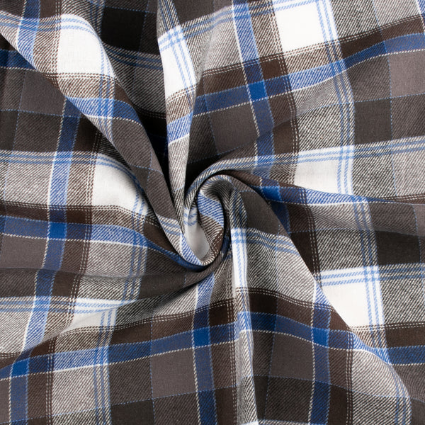 Cotton Brushed Plaid - CONNOR - Dark taupe / Blue