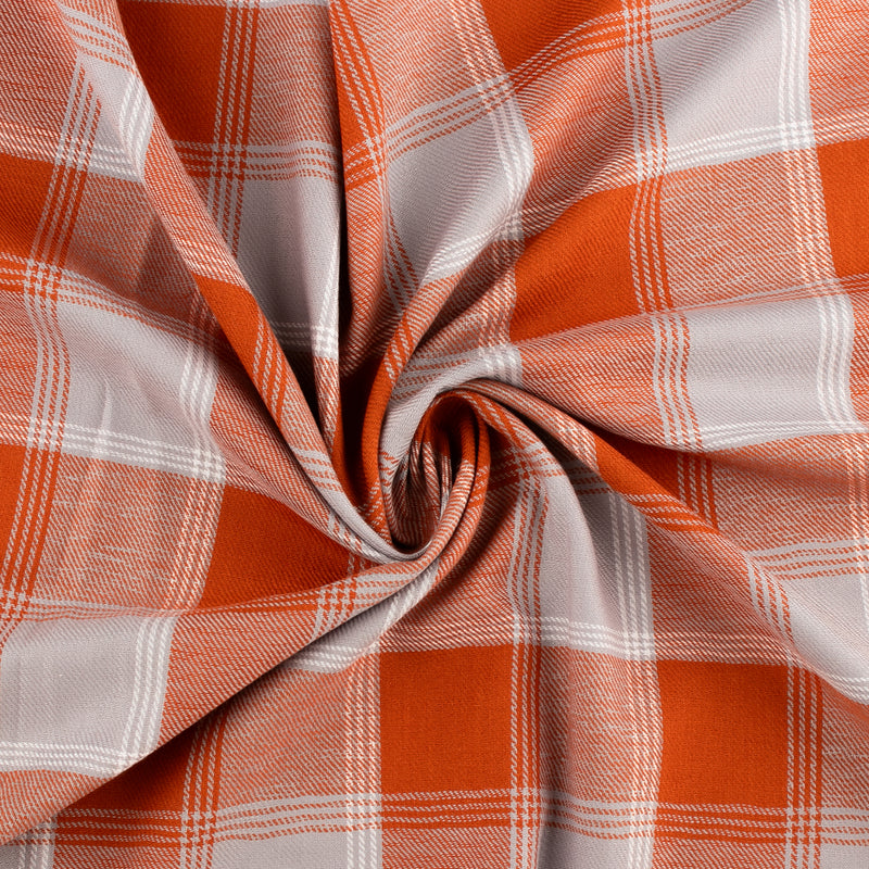 Tartan en coton brossé - CONNOR - Orange / Gris