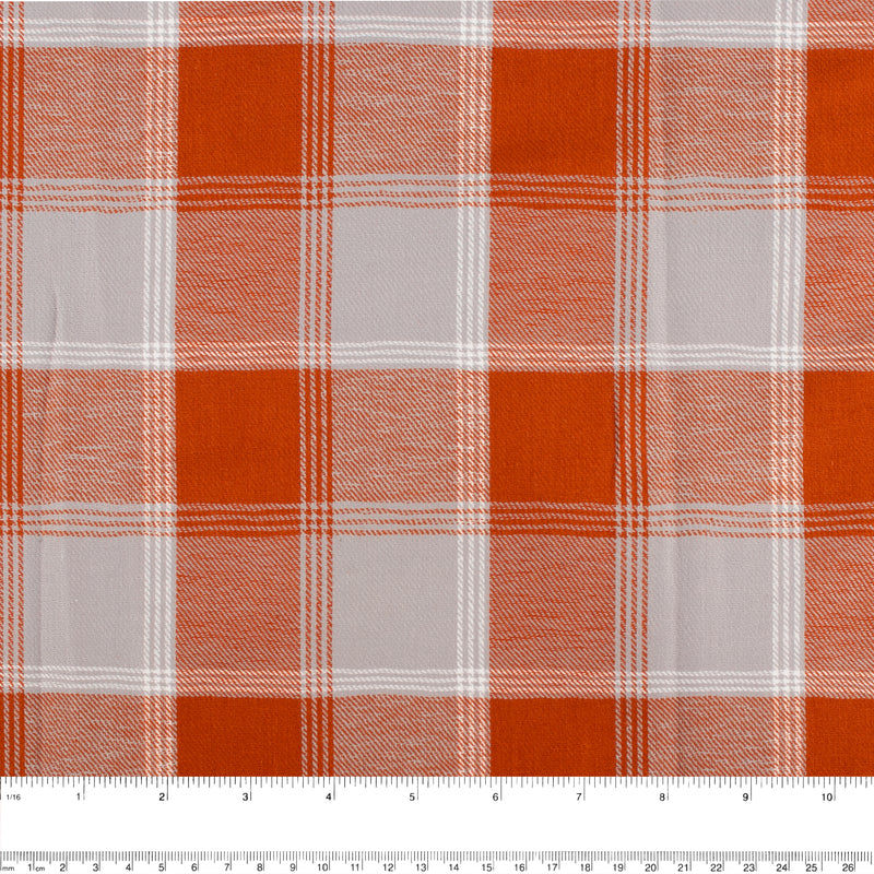 Tartan en coton brossé - CONNOR - Orange / Gris