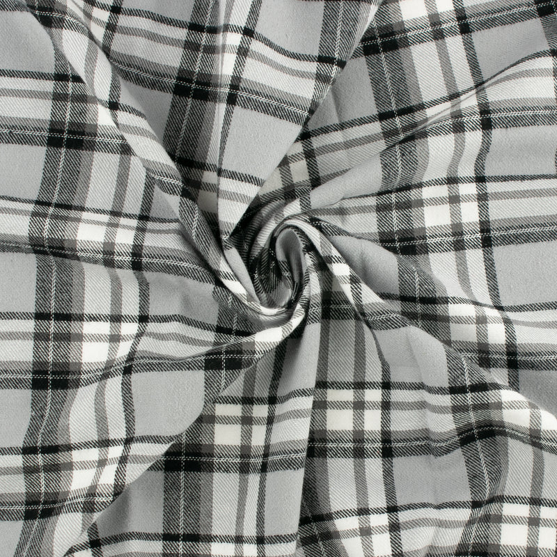 Tartan en coton brossé - CONNOR - Gris pâle / Noir