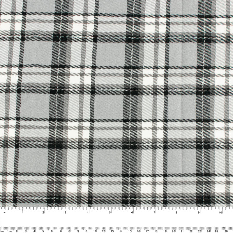 Cotton Brushed Plaid - CONNOR - Light grey / Black