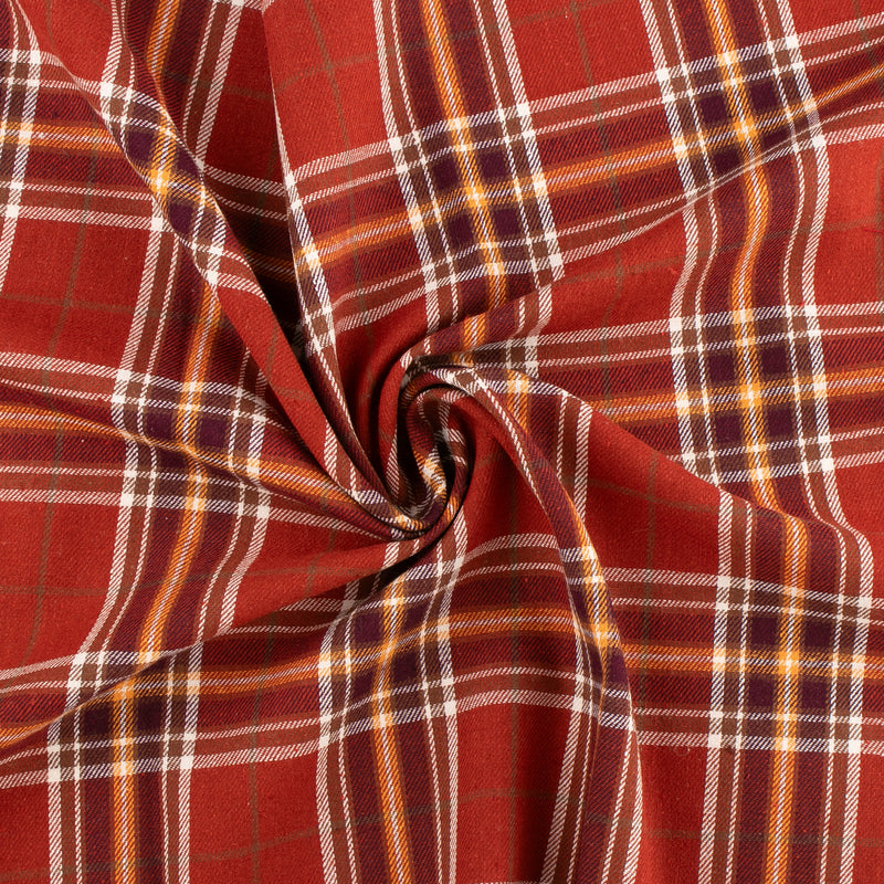 Cotton Brushed Plaid - CONNOR - Brick / Yellow