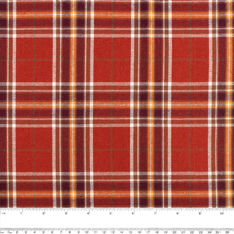 Cotton Brushed Plaid - CONNOR - Brick / Yellow
