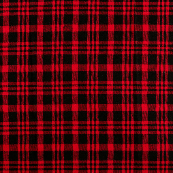 Cotton Brushed Plaid - CONNOR - Black / Flame red