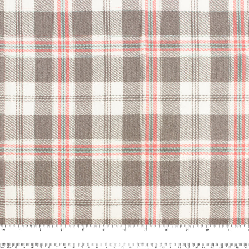 Cotton Brushed Plaid - CONNOR - Grey / Pink / Aqua