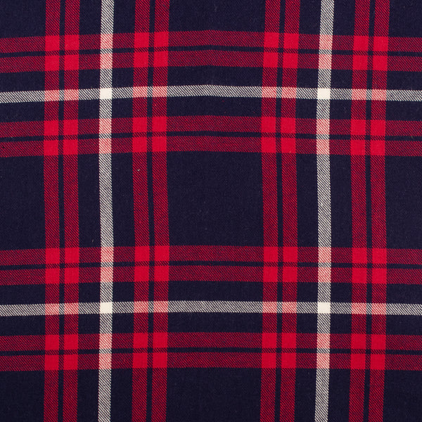Cotton Brushed Plaid - CONNOR - Navy / Red / White