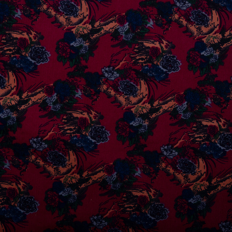 Printed Corduroy - BOHEMIAN - Florals - Bordeaux