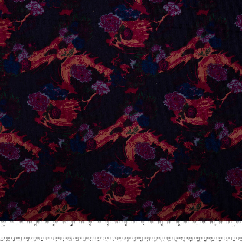 Printed Corduroy - BOHEMIAN - Florals - Purple