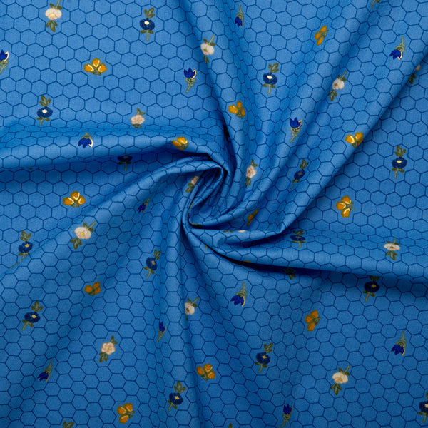 Printed Cotton - WILLIAMSBURG - Honeycomb - Blue