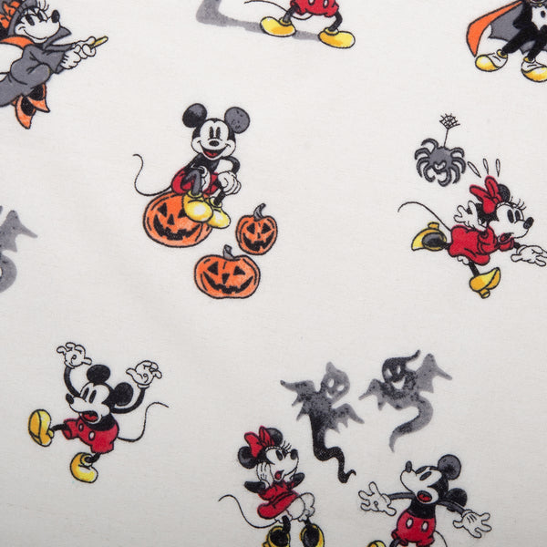 Wide Printed Flannelette - MOLLY - Mickey / Pumpkin - White