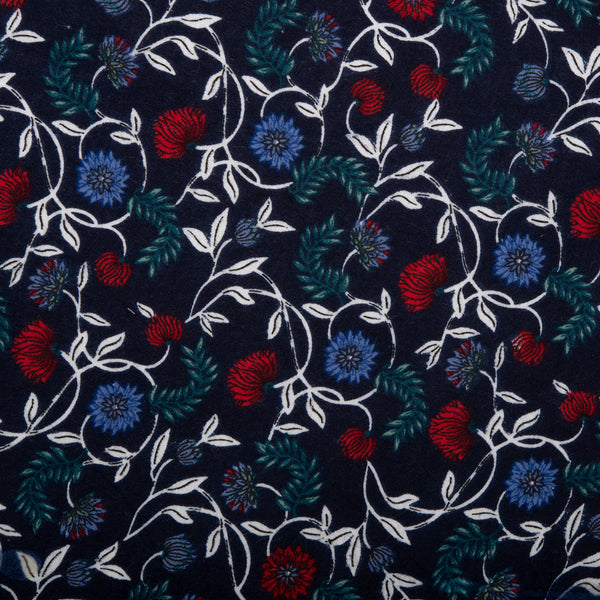 Wide Printed Flannelette - MOLLY - Florals - Blue