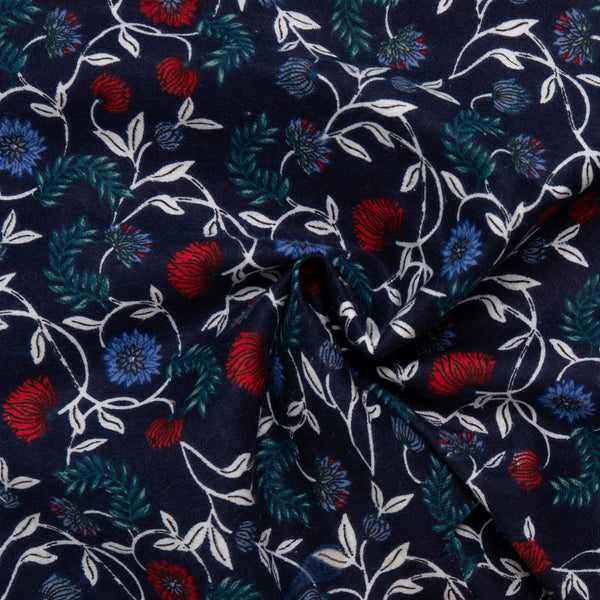 Wide Printed Flannelette - MOLLY - Florals - Blue
