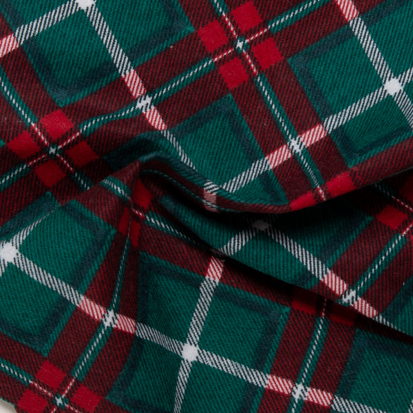 Wide Printed Flannelette - MOLLY - Plaids - Green / Red